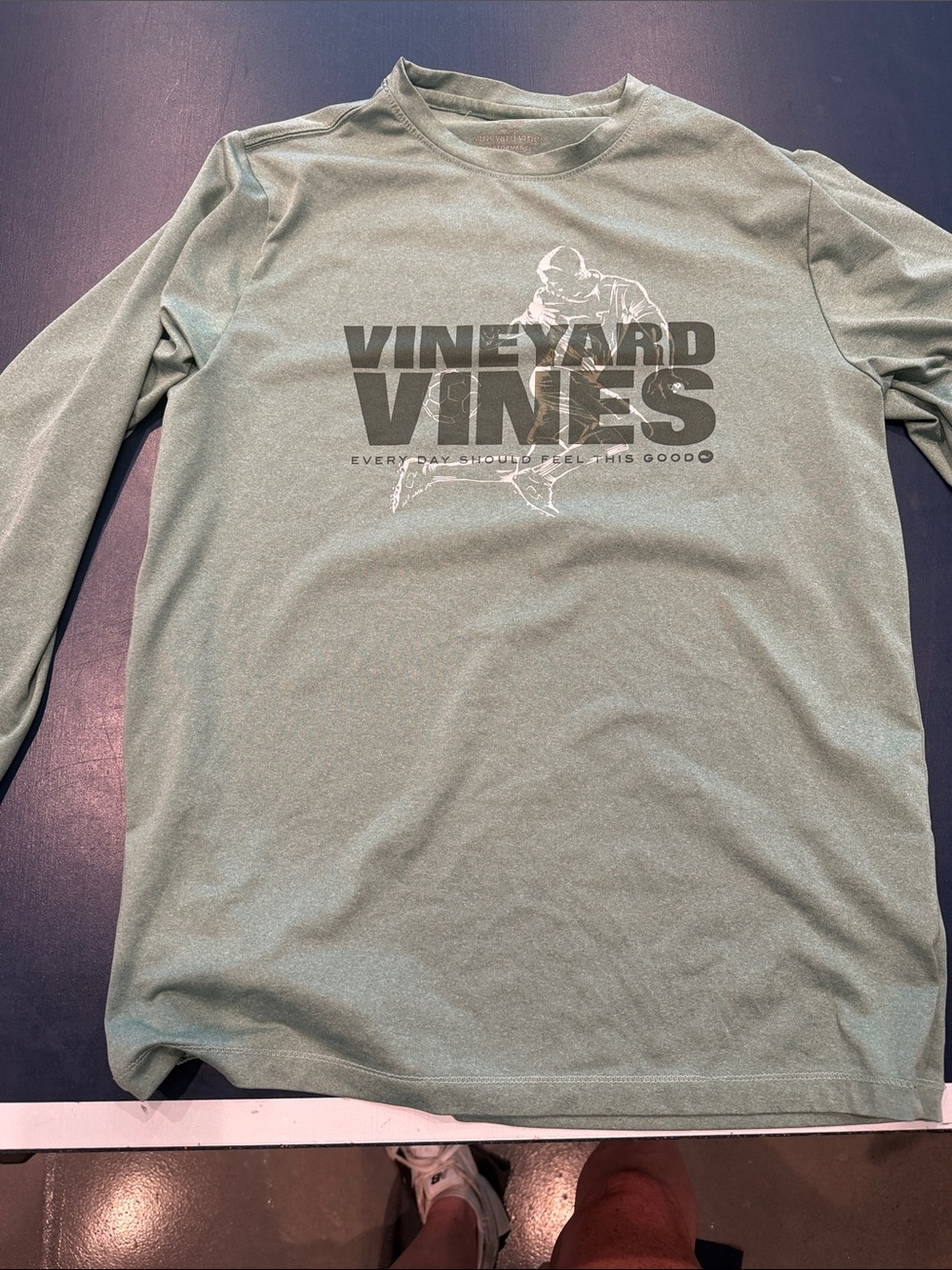 Vineyard Vines Sage Green Long Sleeve Logo Tee